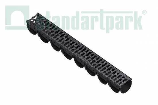 Лоток водоотводный S’park ЛВ-10.14.10-ПП пластиковый с решеткой щелевой чугунной кл. А (к-т)